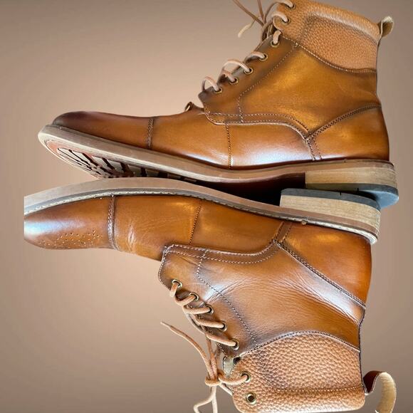 Men\'s LA MILANO Alan II Cognac Leather Lace Up Boots One Repairable Flaw main image 7